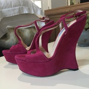 Prada pink Suede Wedges